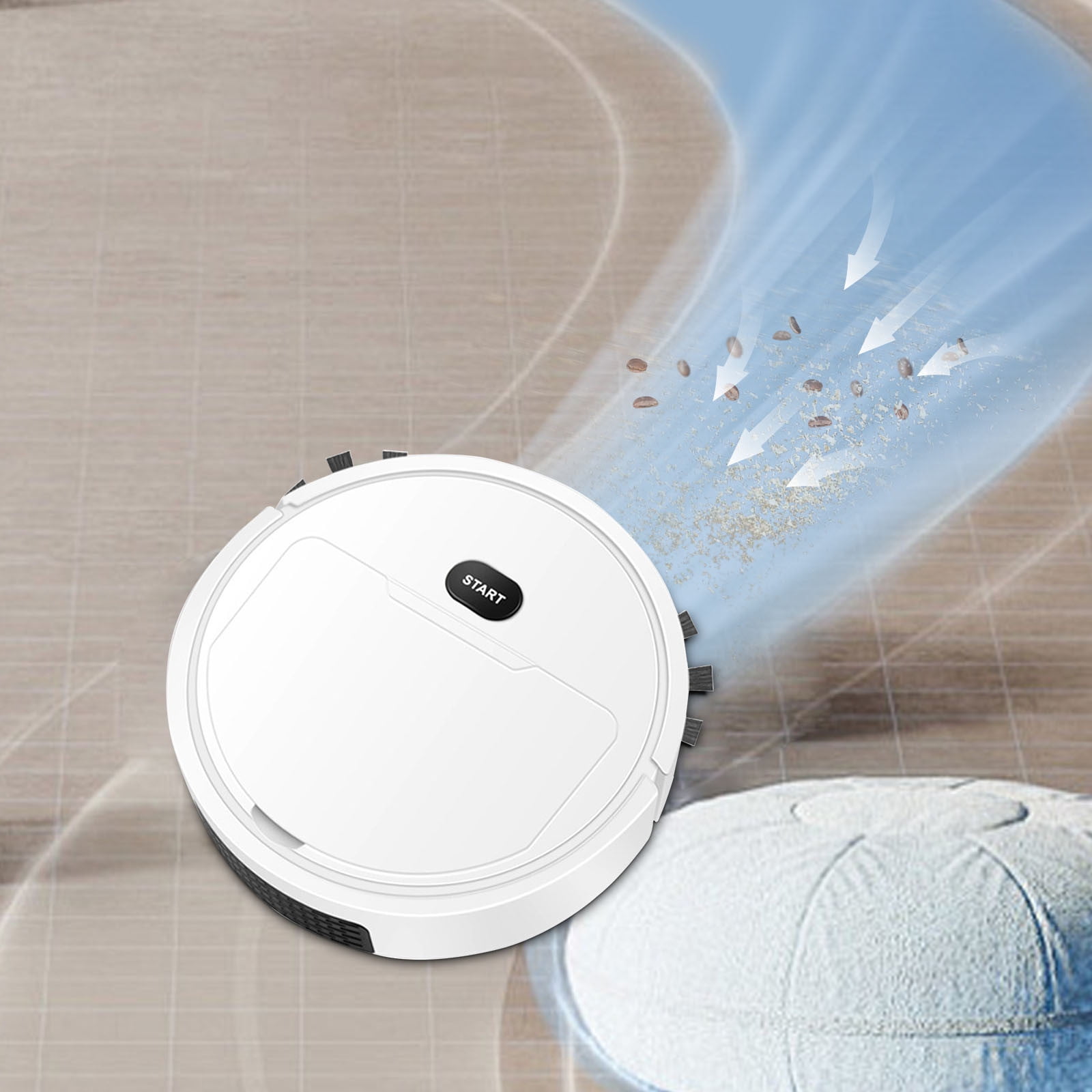 SPOORYYO Robot Vacuum And Mop 3-in-1 Sweeping Suction Mopping 1500Pa USB Rechargeable 60 Min Runtime Low Noise for Home Floor Cleaning