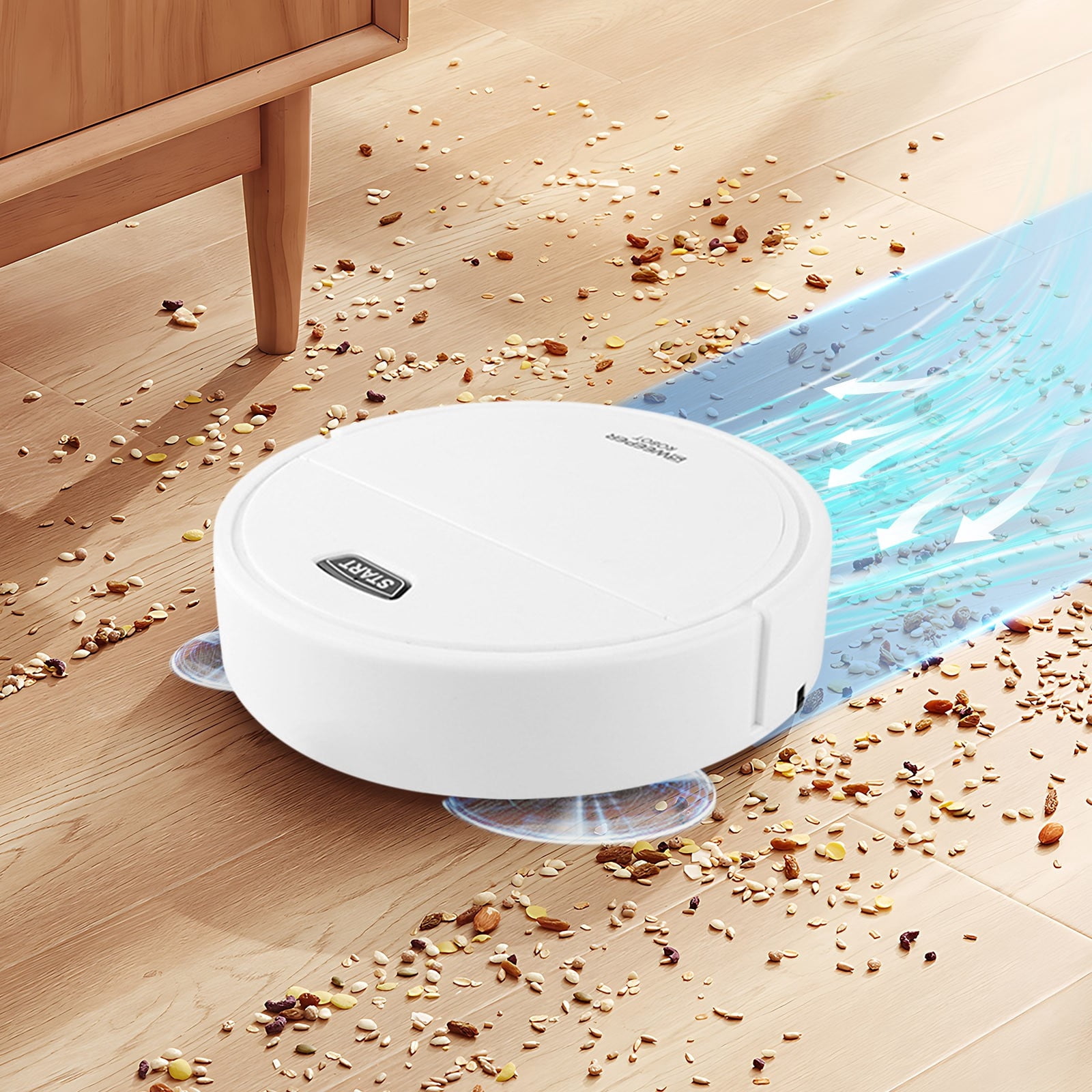 SPOORYYO Robot Vacuum And Mop Combo 1000-1499Pa 22x22x6CM 3.7V 5W 50Hz USB Charging 90-120m² Smart Home Floor Cleaner with 1800Pa Suction Quiet Operation Pet Hair Dust Removal Mopping Function