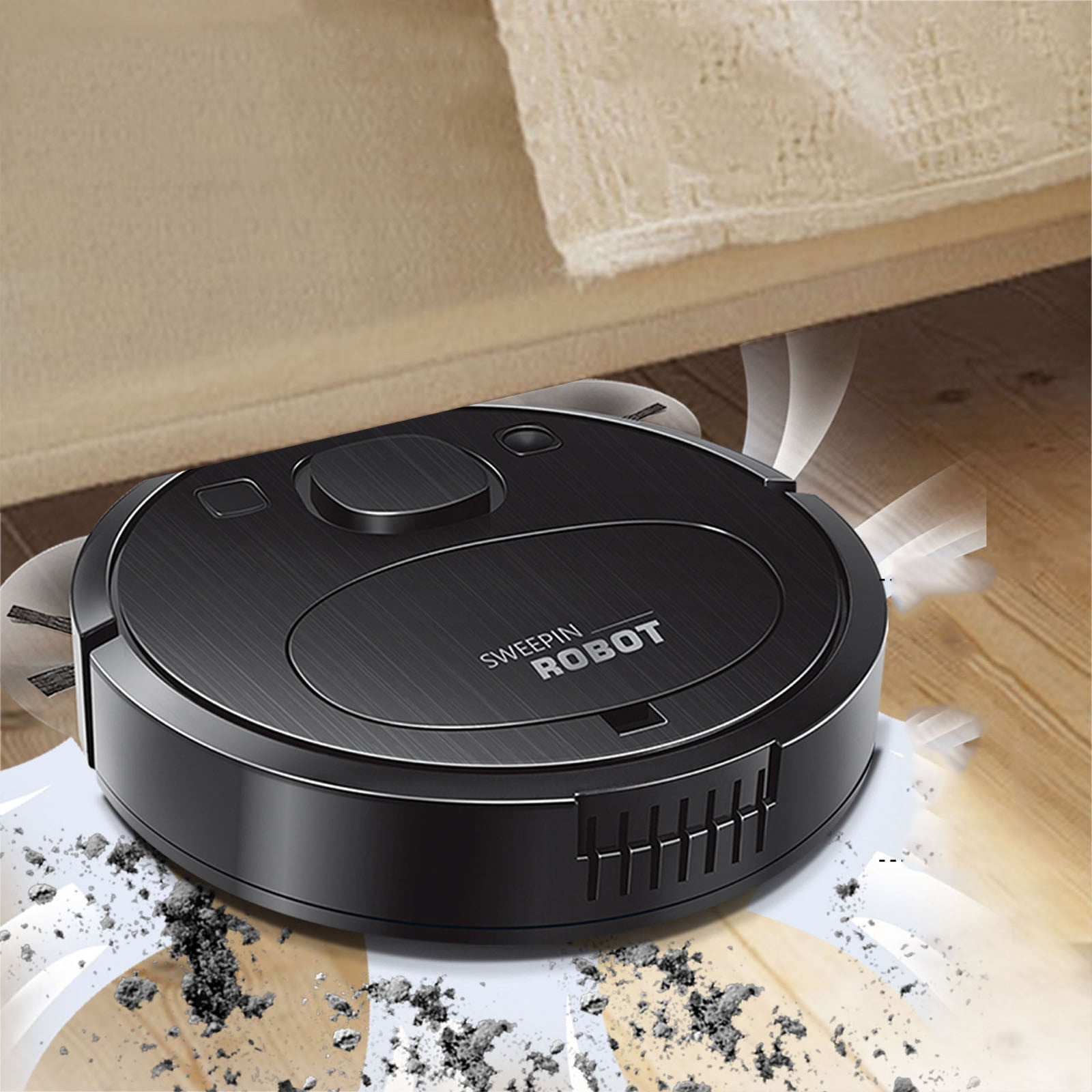 SPOORYYO Robot Vacuum And Mop Combo High Suction USB Charging 6cm Slim 24x24x6CM Smart Home Floor Cleaner with 1200mAh Battery Low Noise 52-69dB Hair Debris Cleaning Robot