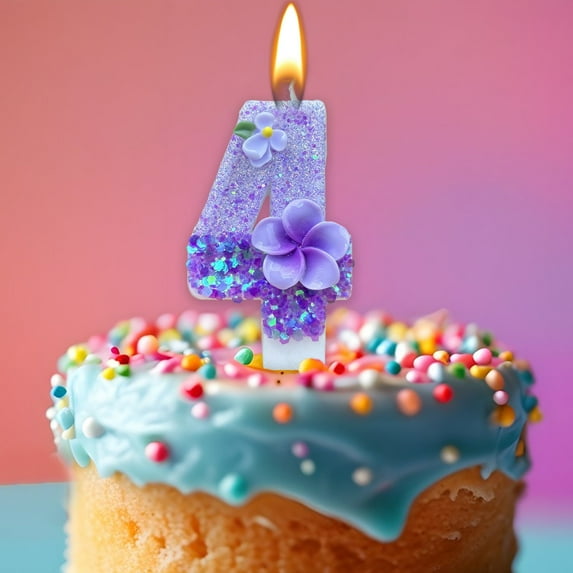 SPOORYYO Roman Numeral Candles, Multicolor Wax Number Candles with Floral Patterns for Birthday Cake Decoration, 4x7cm