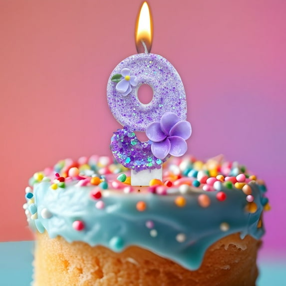 SPOORYYO Roman Numeral Candles, Multicolor Wax Number Candles with Floral Patterns for Birthday Cake Decoration, 4x7cm