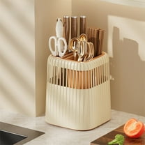 SPOORYYO Rotating Kitchen Utensil Holder, Drainage Multi-Tool Rack for Knives Spoons Chopsticks, Compact Countertop Organizer Cylinder