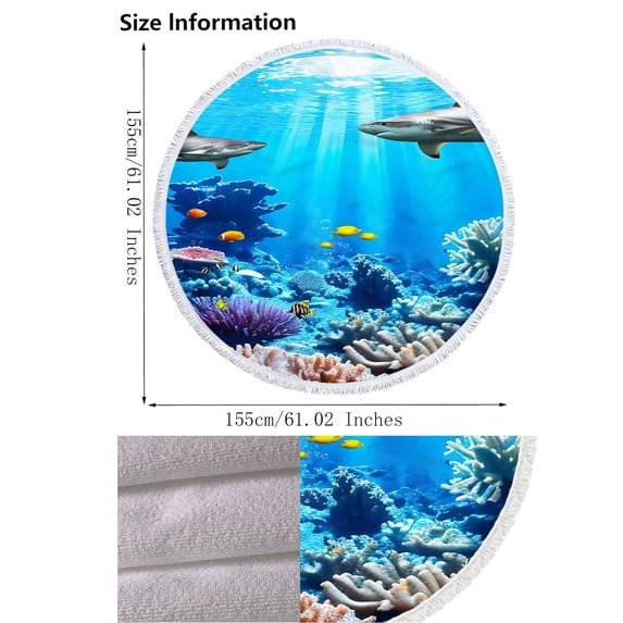 SPOORYYO Round Printed Microfiber Beach Towel, Lightweight and Colorful Bath Towel, Sandproof Beach Mat, Perfect for Travel and Poolside