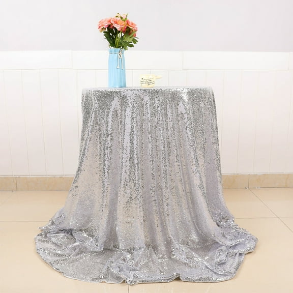 SPOORYYO Round Sequin Tablecloth for Wedding, Birthday, Christmas Decor, 100x100cm