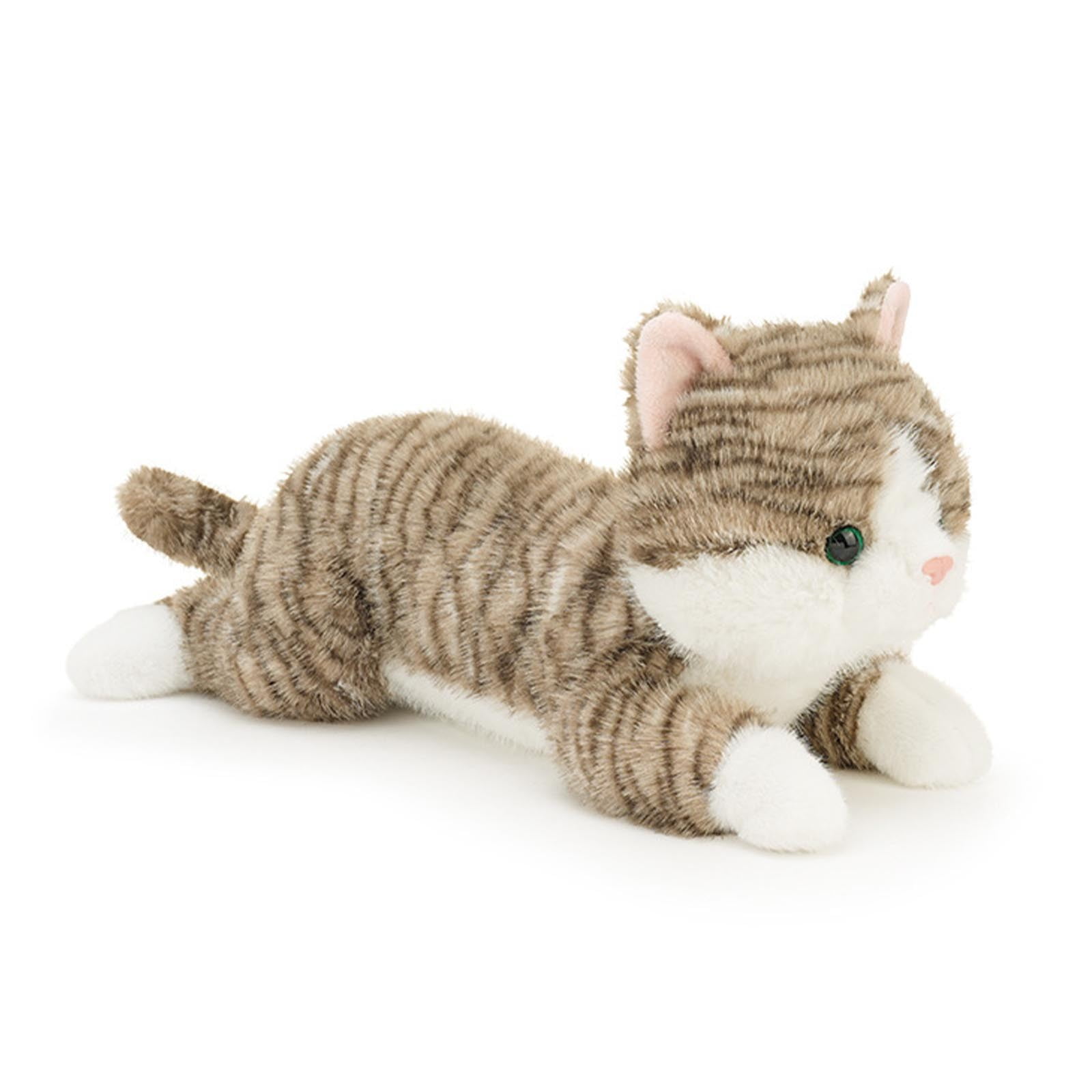 SPOORYYO Simulated Cat Plush Toy - Cute Stuffed Animal Cat Doll, Soft & Weighted Plushie for Kids & Adults, Stress Relief & Decorative Pillow