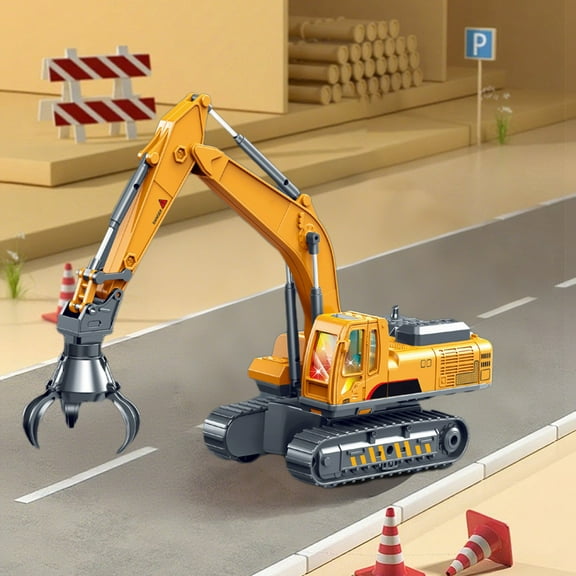SPOORYYO Simulation Large Sound And Light Music Toy Car Engineering Excavator Ground Drilling Model
