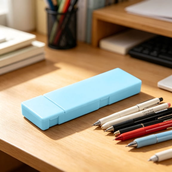 SPOORYYO Slim Plastic Pencil Box with Snap-Tight Lid Portable Storage Organizer for Writing Tools