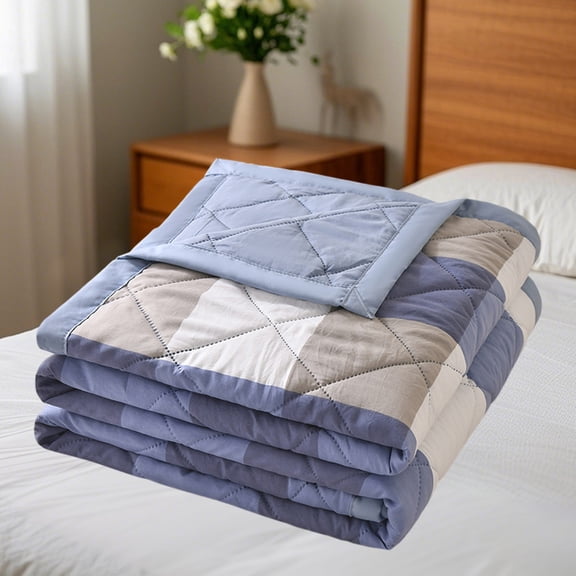 SPOORYYO Soft Thin Comforter for Summer Air-Conditioned Sleeping Machine Washable Four Season Comforter Single Double Blanket, D, 100x150CM
