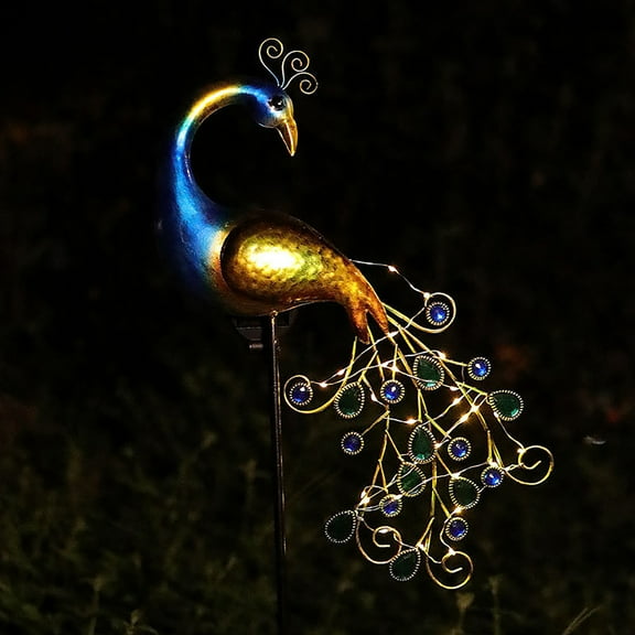 SPOORYYO Solar-Powered Peacock Garden Lamp - Realistic Design with Auto Sensor, IP65 Waterproof LED Courtyard Light for Outdoor Use