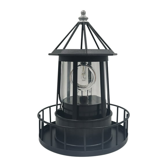 SPOORYYO Solar Powered Rotating Lamp with 360 Degree Lighting for Outdoor Courtyard, Patio, and Garden Decoration (Black)