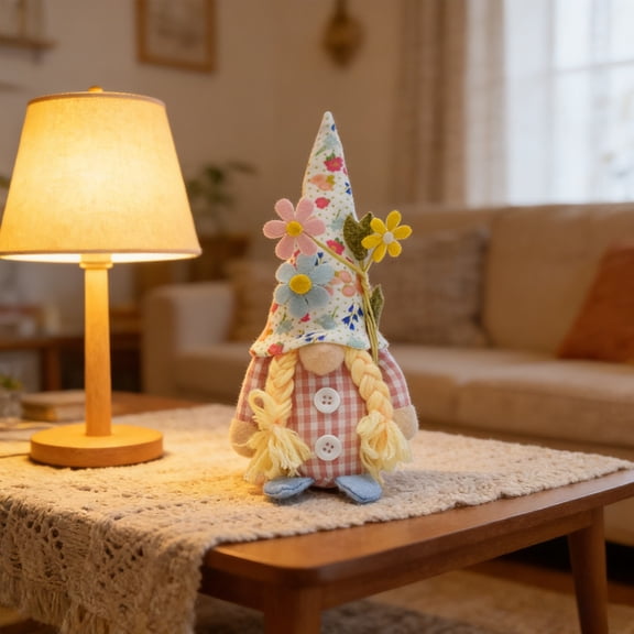 SPOORYYO Spring Summer Faceless Gnome Lint Flower Table Shelf Accent Decoration