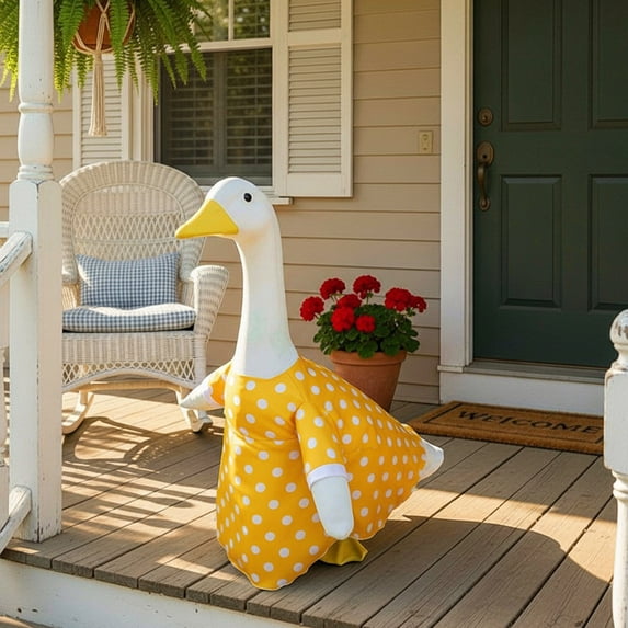 SPOORYYO Spring Summer Gooses Outfits Statue Patio Garden Decoration Set