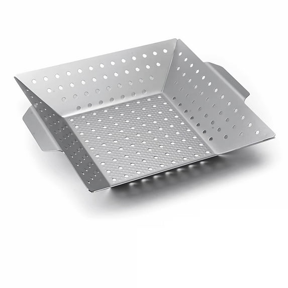 SPOORYYO Stainless Steel BBQ Grill Basket - Heavy Duty, Non-Stick Vegetable and Meat Grilling Pan for Outdoor Cooking Adventures