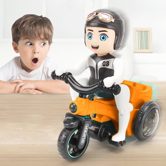 SPOORYYO Stunt Electric Tricycle With Lights And Music Rotating All Directional Motion Toy Vehicle