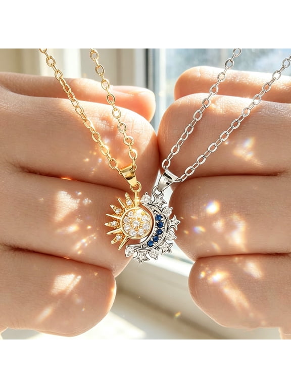 Sun and Matching Couple Necklaces Celestial Jewelry Gifts for Romantic Occasions