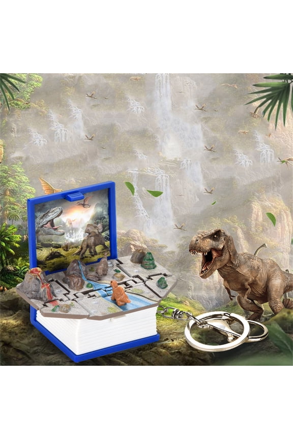 Three-dimensional Folding Book Dinosaur Key Chain Bag Pendant Decompression Toy Unique Design Portable Interactive Stress Relief Accessory
