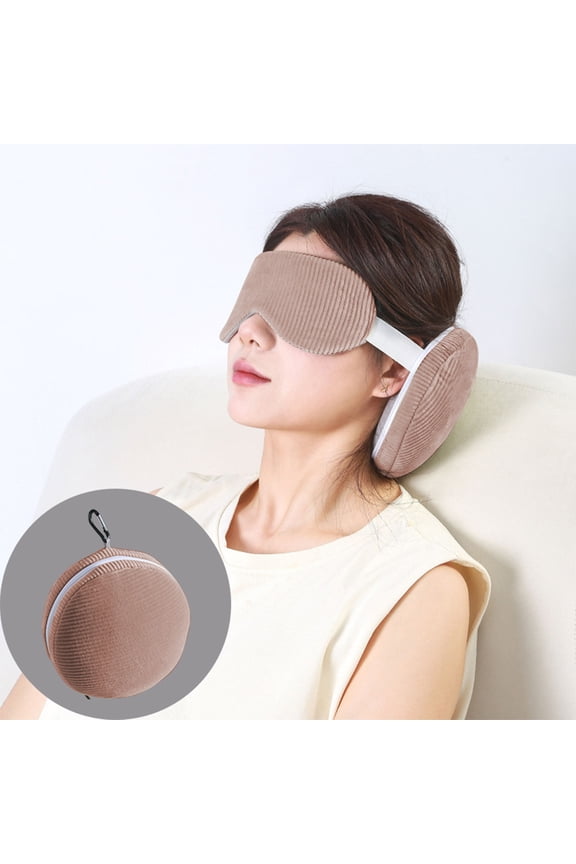 Travel Neck Pillow with Eye Mask - 2-in-1 Memory Foam U-Shaped Pillow for Airplane, Car & Office, Light Blocking & Ergonomic Support