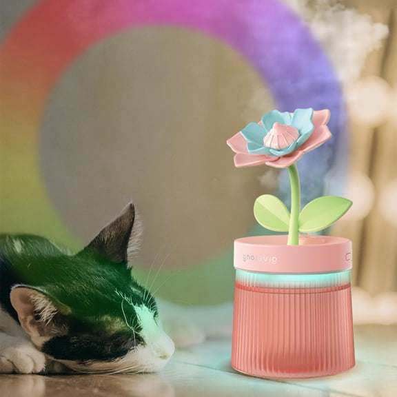 SPOORYYO USB Humidifier with Light - Quiet Cool Mist Humidifier for Bedroom, Office, and Plants, Easy to Clean and Operate