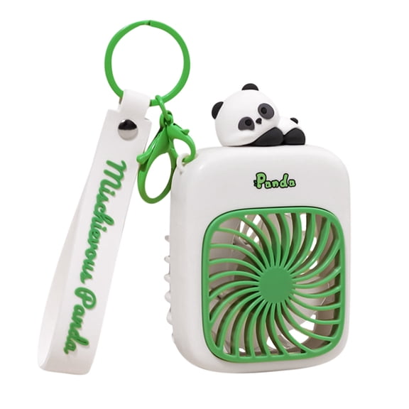 SPOORYYO USB Rechargeable Handheld Mini Fan, 3 Speed Adjustable Portable Battery Operated, Cute Panda Personal Small Fan with Keychain for Travel Office Outdoor