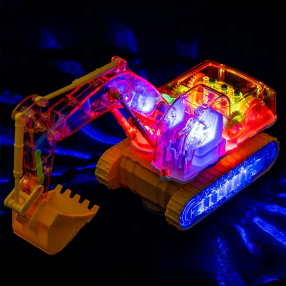 SPOORYYO Universal Transparent Gear Mining Toy Car with Lights and Sound, Engineering Vehicle Simulation Model for Play and Learning