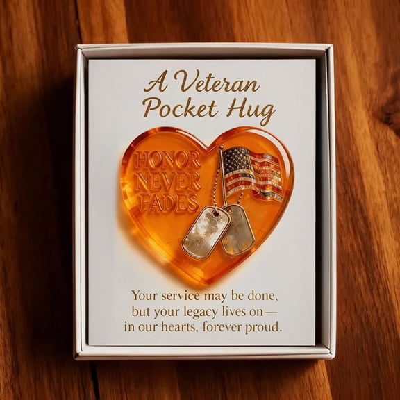 SPOORYYO Veterans Pocket Hug Keepsake Token,Embedded Flag and Dog Tags,Engraved Honor Never Fades,Resin Military Tribute,Gratitude Gift for Veterans and Service Members
