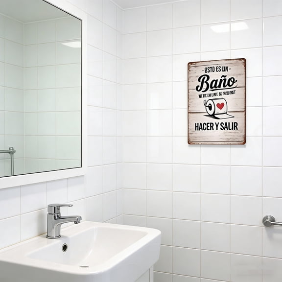 SPOORYYO Vintage Metal Tin Sign This Is A Bathroom Split Wall Art Decor for Home House Washroom Gift