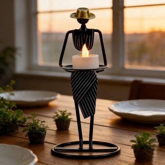 SPOORYYO Waiter Candle Holders, Stylish Table Centerpiece with Electronic Candles for Home Wedding Dining Room Party Decor