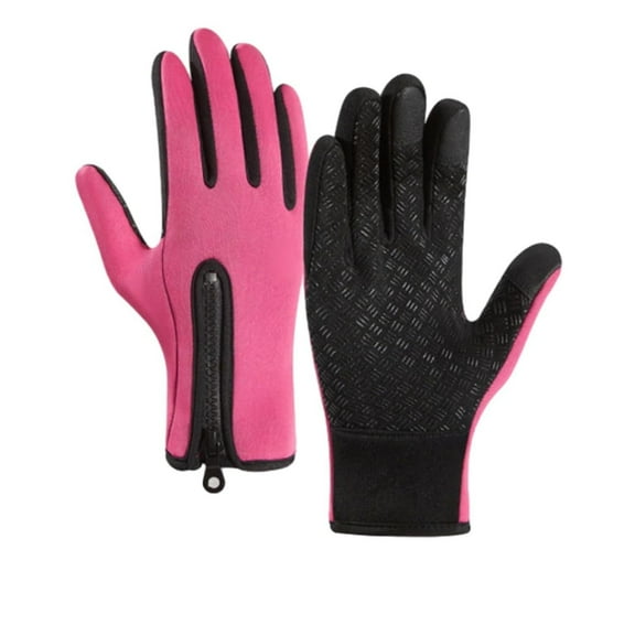 SPOORYYO Waterproof Windproof Thermal Touch Screen Gloves, Non Slip Grip Palm, Snug Fitting Zipper Cuff, Versatile Sports Gloves for Men Women Cold Weather Commuting Cycling Hiking
