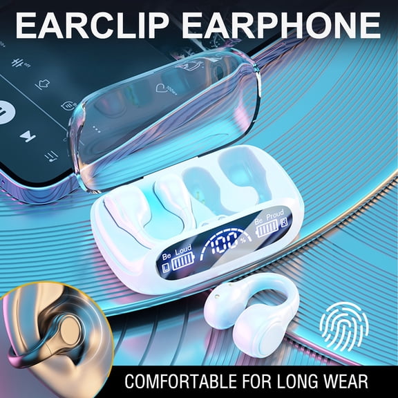 SPOORYYO Wireless Ear Clip Headphones with Translation Function, Bluetooth 5.3 Open Ear Headphones for Running Sports Cycling Driving
