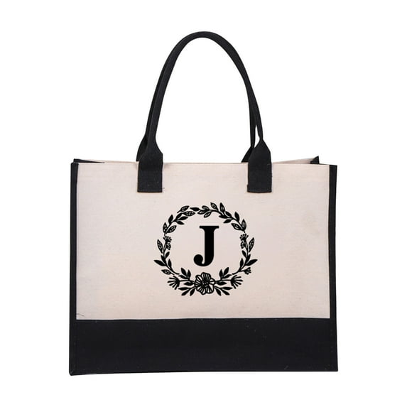SPOORYYO Women's Fashion Canvas Handbag Spacious Beach Tote with Personalized Monogram, Perfect for Summer and Year-Round Use