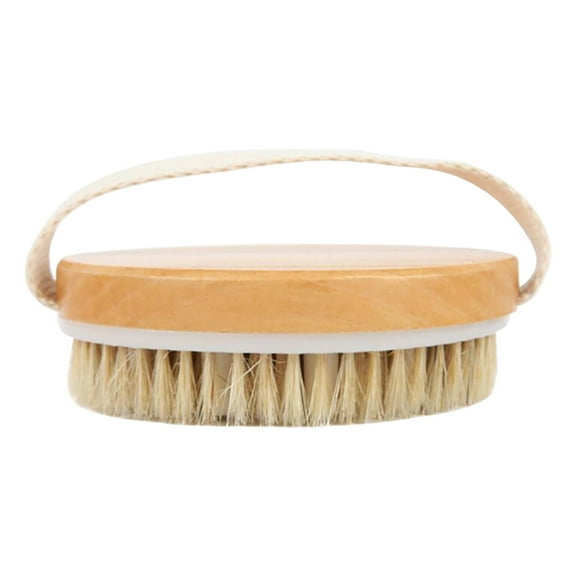 SPOORYYO Wooden Bristle Bath Brush - Natural Boar Bristle Body Brush for Exfoliation and Circulation - 11x11x3.5cm - Includes Massage Nodes for Wet or Dry Use - 1 Pc