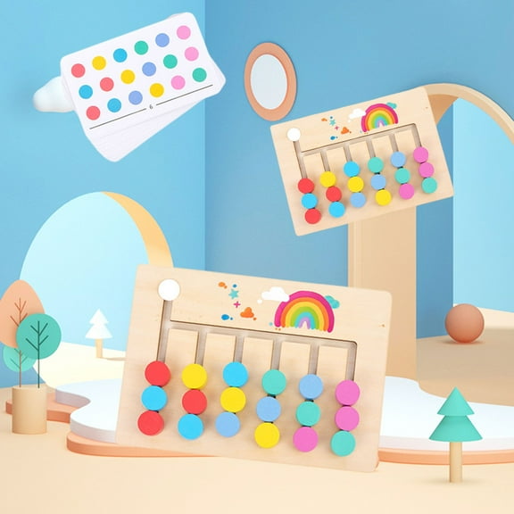 SPOORYYO Wooden Multichannel Colorful Balls Walking Puzzle Board Teaching Game Mind Thinking Training Holiday Gift