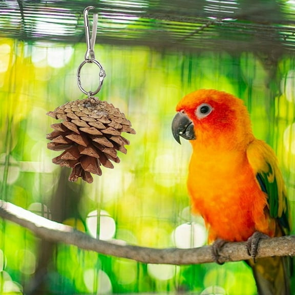 SPOORYYO Wooden Pinecone Parrot Toy - Oral Health Support, Durable & Easy to Install