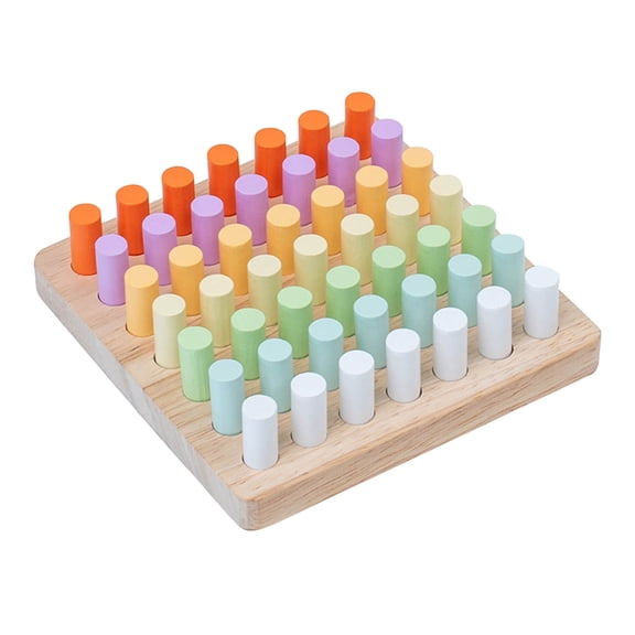 SPOORYYO Wooden Plug Board Stick Set for Brain Training Color Sorting Fun Engaging Hands On Learning Interactive Family Time