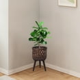 thumbnail image 1 of SPOORYYO Wooden Woven Storage Basket, Indoor/Outdoor Plant Pot, High-Legged Floor Stand, Home Decor, 1 of 6