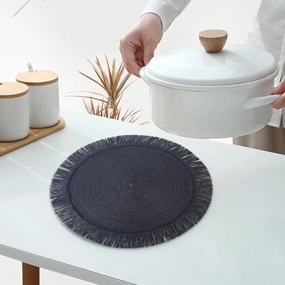 SPOORYYO Woven Table Mat Place Mat, Household Oil-proof Pad, Heat Insulation Pad for Dining Table Coffee Table Desk, Stylish Decorative Mat for Home Restaurant Hotel Coffee Shop
