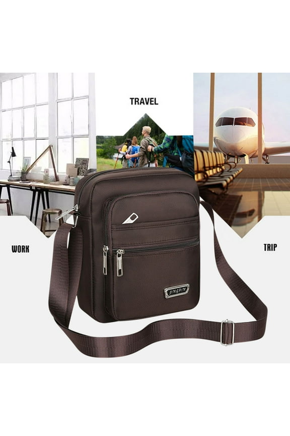 SPORRYOO Small Canvas Crossbody Bag for Men Stay Organized on the Go with this Business Shoulder Bag boasting a Six-Layer Zipper Design