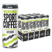 Throne Sport Coffee Cold Brew Black, 150mg Caffeine, B Vitamins, Dairy-Free, Low Sugar Coffee Drink, NSF Certified, 12 Pack