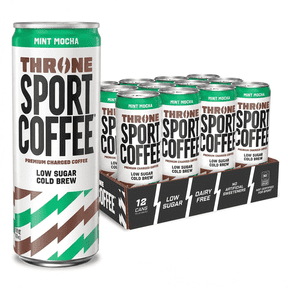 Throne Sport Coffee Cold Brew Mint Mocha, 150mg Caffeine, B Vitamins, Dairy-Free, Low Sugar Coffee Drink, NSF Certified, 12 Pack