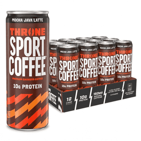 Throne Sport Coffee, Mocha Java Latte , 150mg Caffeine, 10g Protein, B Vitamins, Lactose-Free Coffee Drink, NSF Certified, 12 Pack