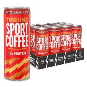 Throne Sport Coffee Salted Caramel Latte , 150mg Caffeine, 10g Protein, B Vitamins, Lactose-Free Coffee Drink, NSF Certified, 12 Pack