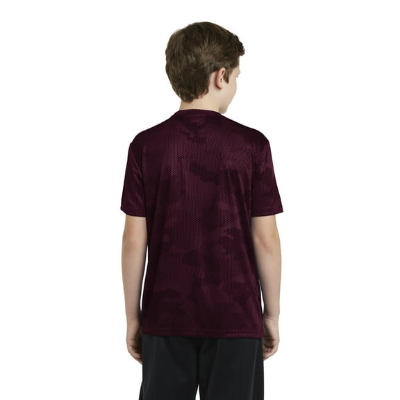 SPORT-TEK Boys CamoHex Tee (YST370) -Maroon -XS