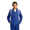 thumbnail image 1 of SPORT-TEK Boys Colorblock Raglan Jacket - True Royal/White YST60 S, 1 of 6