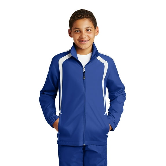 SPORT-TEK Boys Colorblock Raglan Jacket - True Royal/White YST60 S