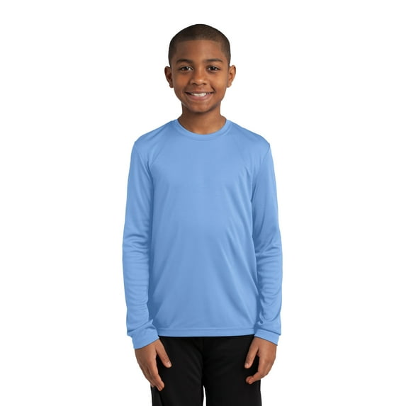 SPORT-TEK Boys' Long Sleeve PosiCharge Competitor Tee, Carolina Blue, Large