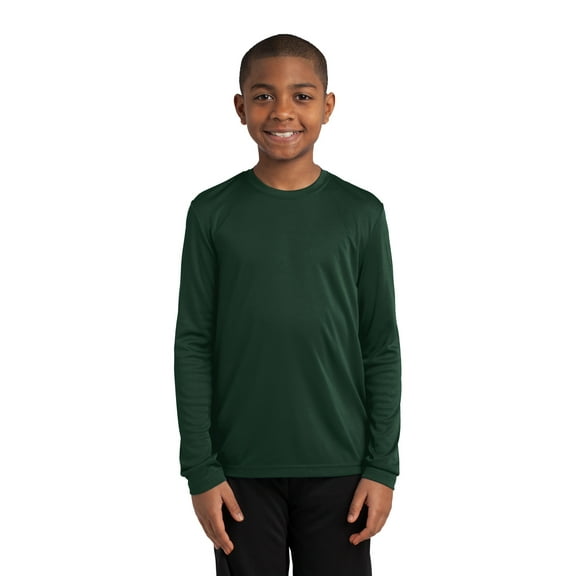 SPORT-TEK Boys' Long Sleeve PosiCharge Competitor Tee, Forest Green, X-Small