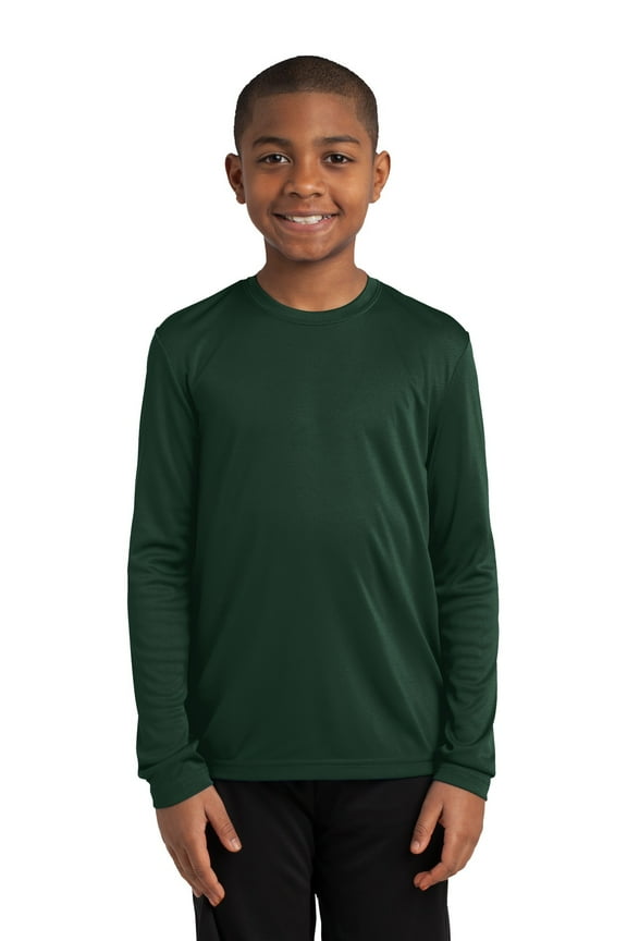 Boys' Long Sleeve PosiCharge Competitor Tee, Forest Green, X-Small