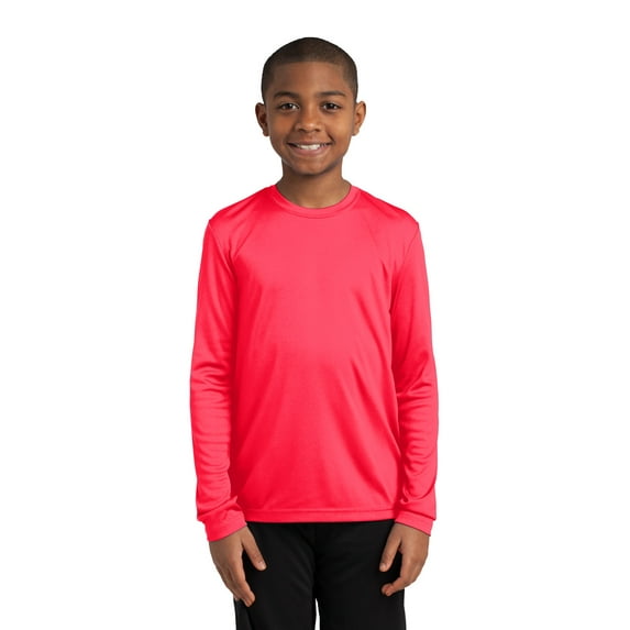 SPORT-TEK Boys' Long Sleeve PosiCharge Competitor Tee, Hot Coral, X-Small