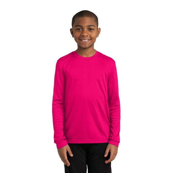 SPORT-TEK Boys' Long Sleeve PosiCharge Competitor Tee, Pink Raspberry, X-Large