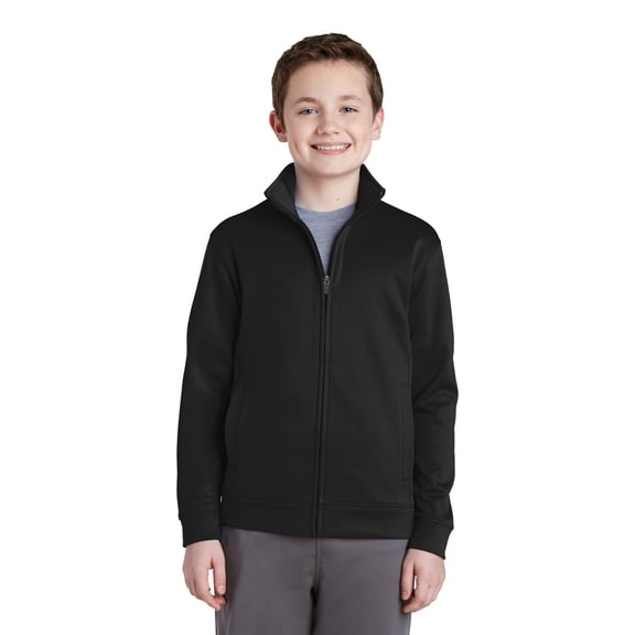 SPORT-TEK Boys' Sport-Wick Fleece Full-Zip Jacket YST241 Black Medium